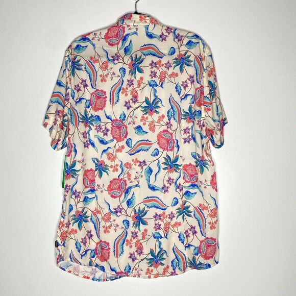 New Guess Slim Fit Floral Tropical Hawaiian Button Down Shirt Men's Size Large - Picture 8 of 9